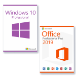 COMBO:  Microsoft Office 2019 Professional Plus - Windows 10 Professional license pour 3 PCs