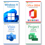 Microsoft Visio 2024 Professional + Project 2024 Professional + Office 2024 Professional Plus + Windows 11 Pro license pour 3 PCs